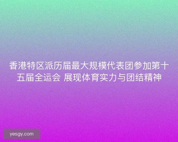香港特区派历届最大规模代表团参加第十五届全运会 展现体育实力与团结精神
