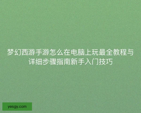梦幻西游手游怎么在电脑上玩最全教程与详细步骤指南新手入门技巧